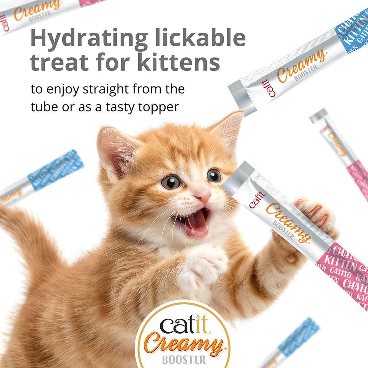 Catit Creamy Booster Lickable Cat Treat for Kittens - Chicken Recipe - 5 pack