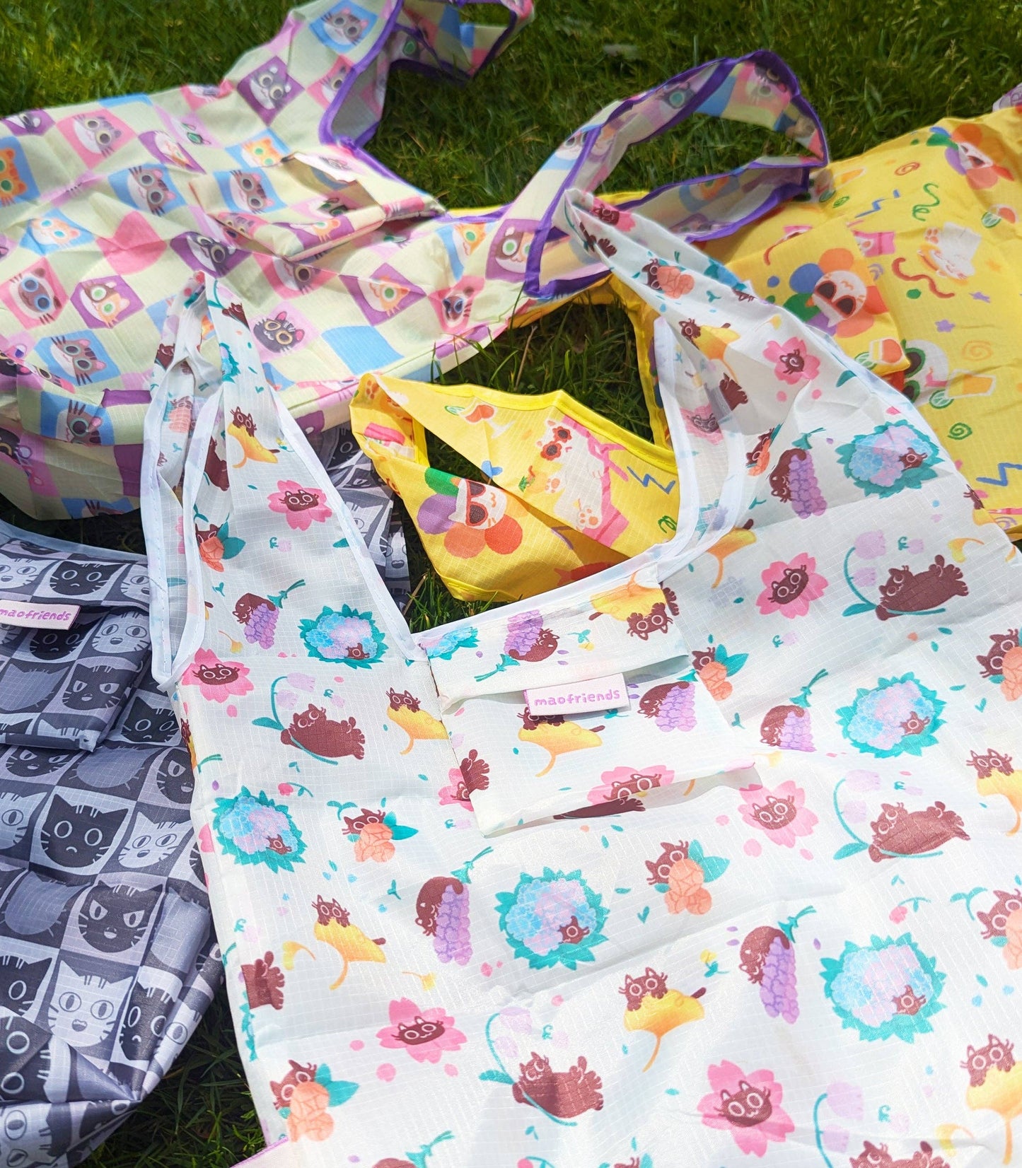 Reusable Grocery Shopping Bag- Pastel Cats 2025 Version