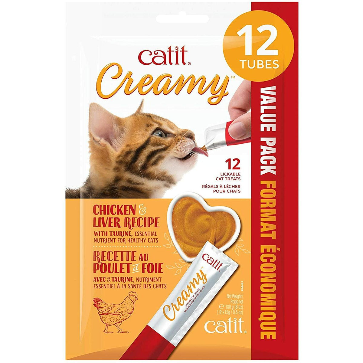 Catit Creamy Lickable Cat Treat - Chicken & Liver Flavour - 12 pack