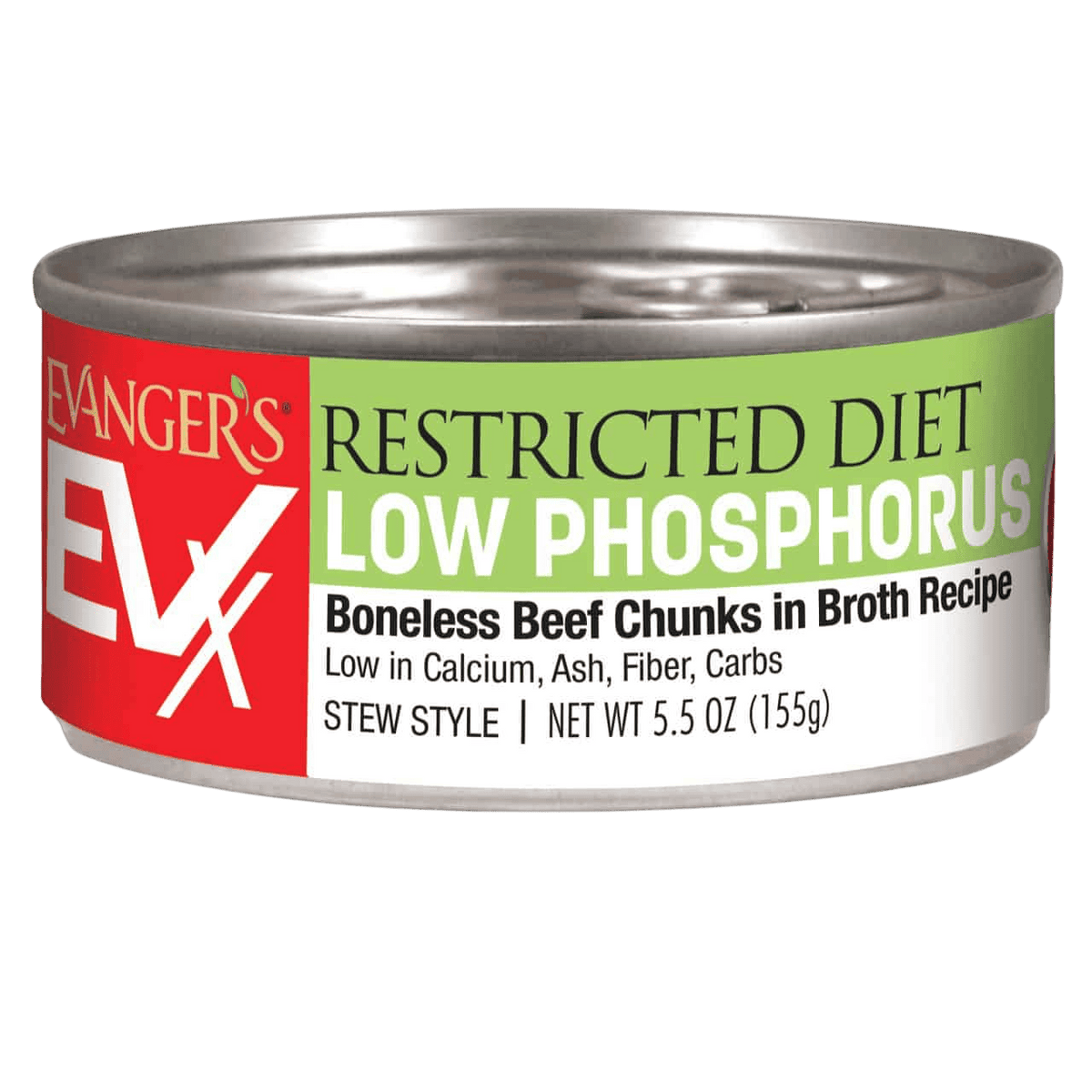Evanger's EVx Restricted Diet Low Phosphorus Boneless Beef for Cats 5.5 oz can