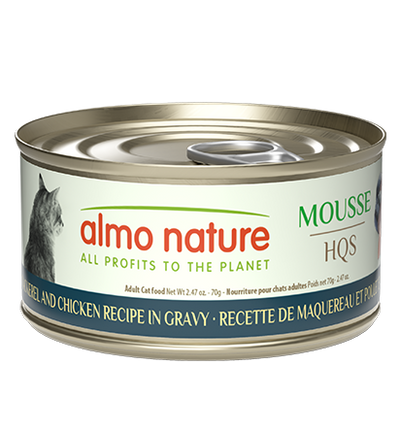 Almo Nature Mousse HQS - Mackerel and Chicken Recipe in Gravy, 2.47oz