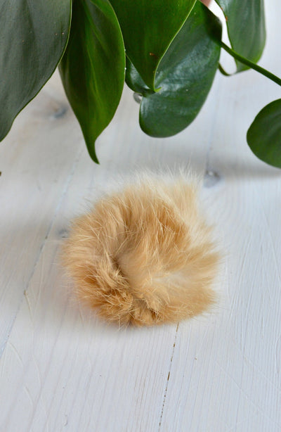 Rabbit Fur Rattle Pom Pom