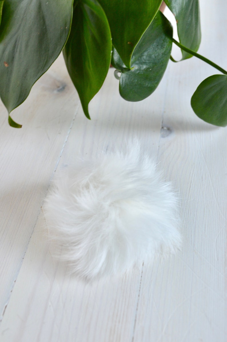 Rabbit Fur Rattle Pom Pom