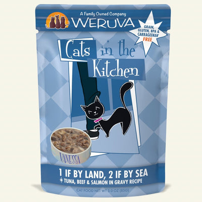 Weruva 1 if By Land, 2 if By Sea - Tuna, Beef & Salmon in Gravy Recipe, 3oz