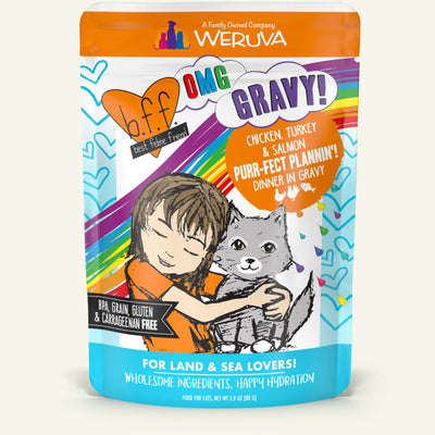 Weruva BFF Chicken, Turkey & Salmon Purr-Fect Plannin'! Dinner in Gravy, 2.8oz