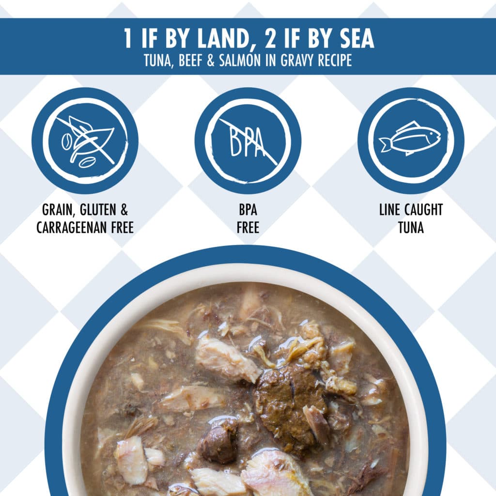 Weruva 1 if By Land, 2 if By Sea - Tuna, Beef & Salmon in Gravy Recipe, 3oz