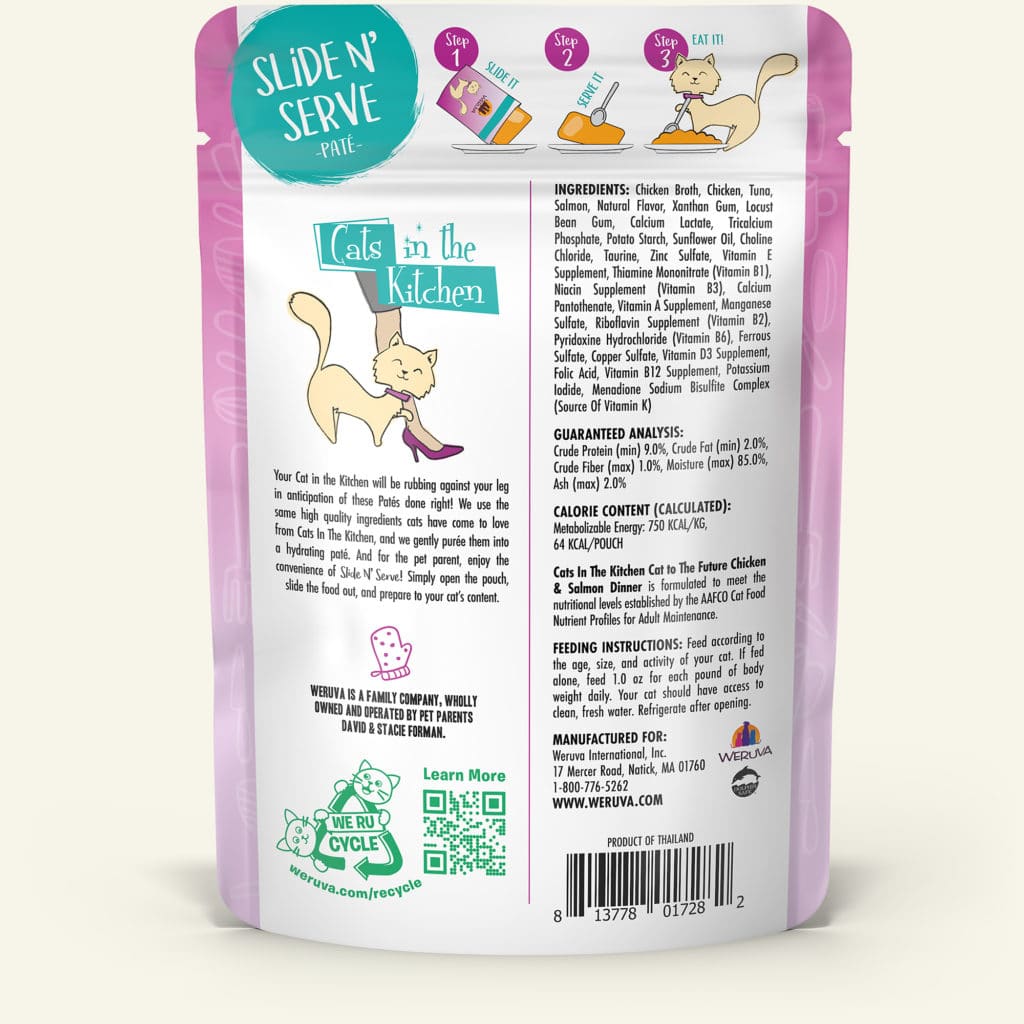 Weruva Cat to The Future Chicken & Salmon Dinner - Slide N' Serve Paté, 3oz