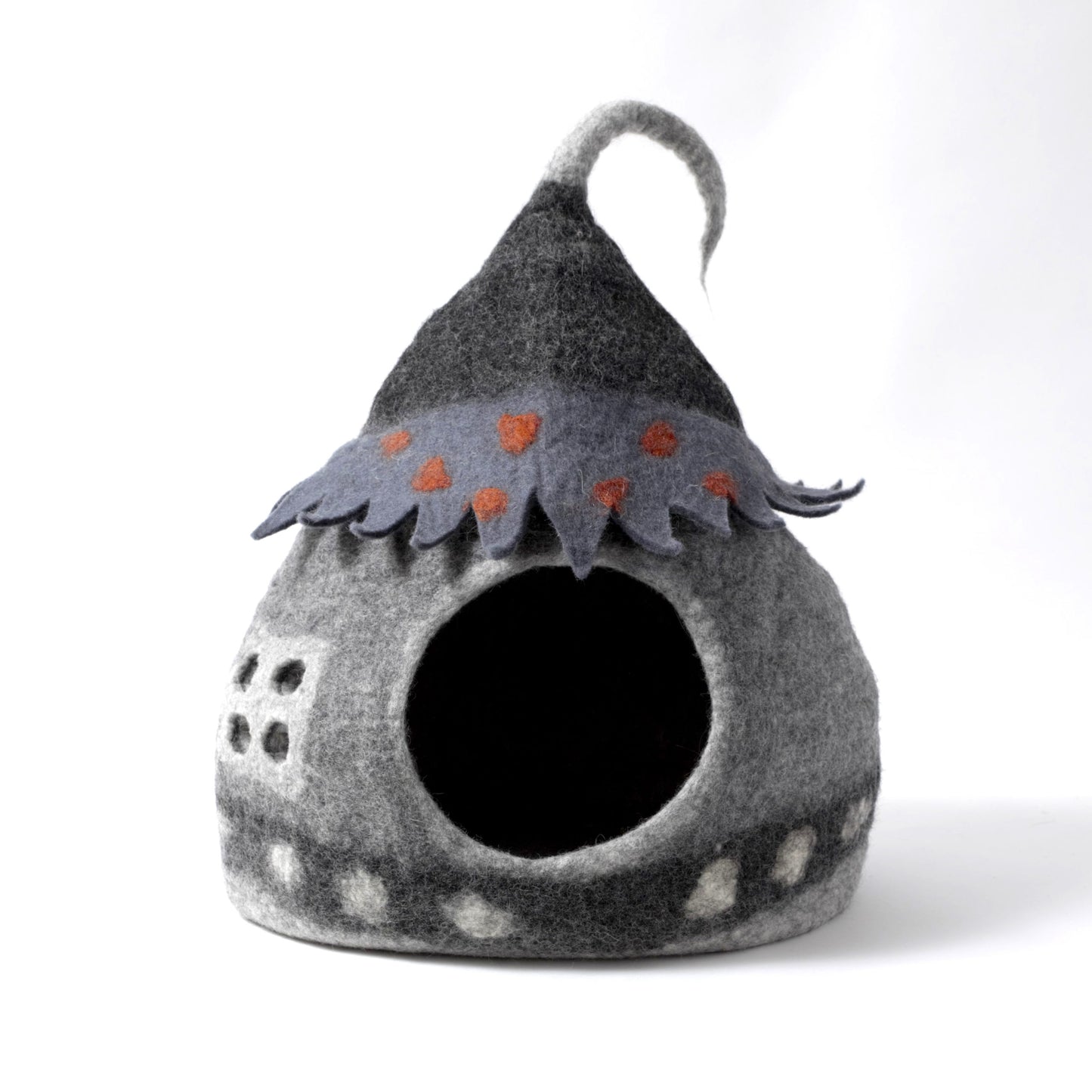 Wool Felt Fairy House Cave Bed - Grey