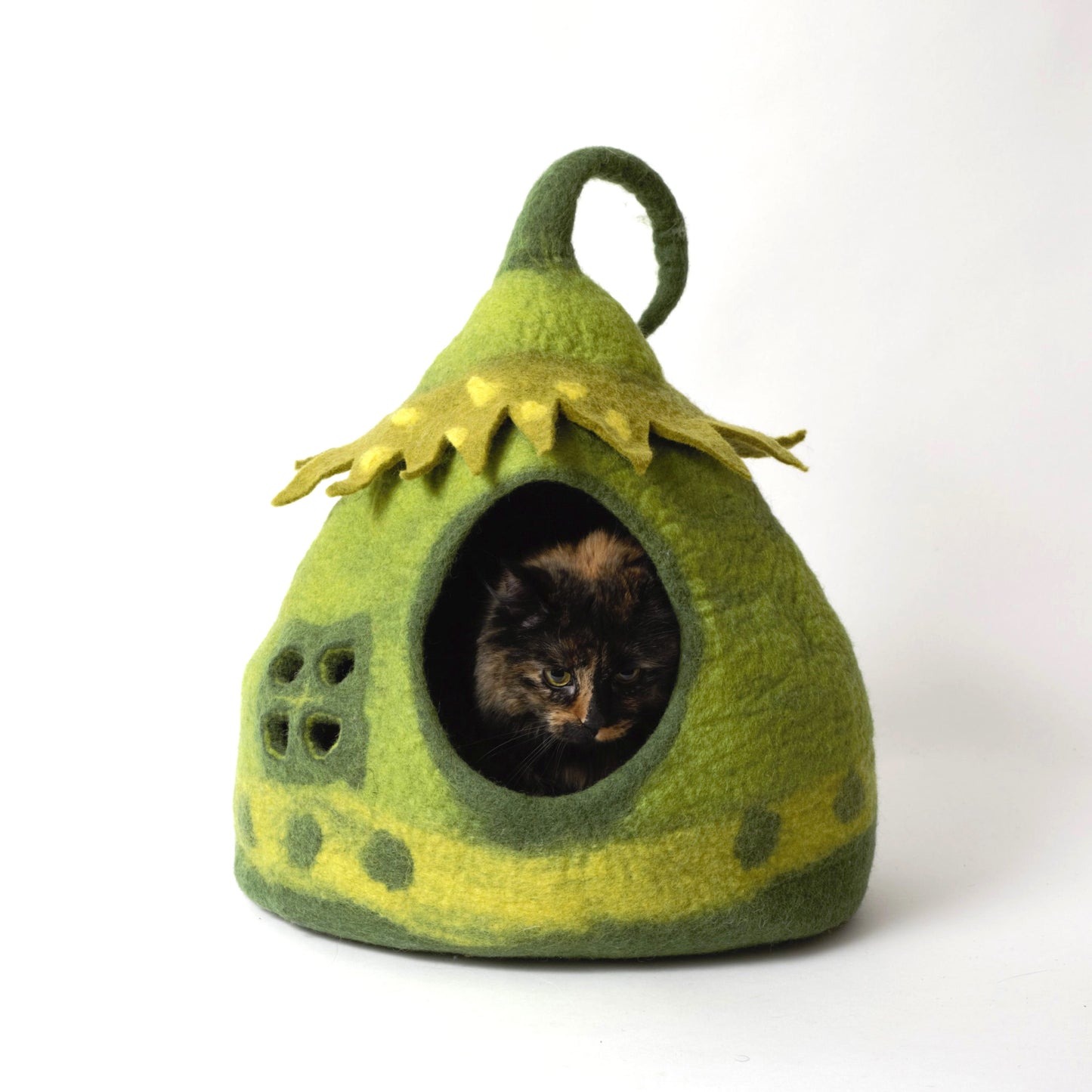 Wool Felt Fairy House Cave Bed - Green