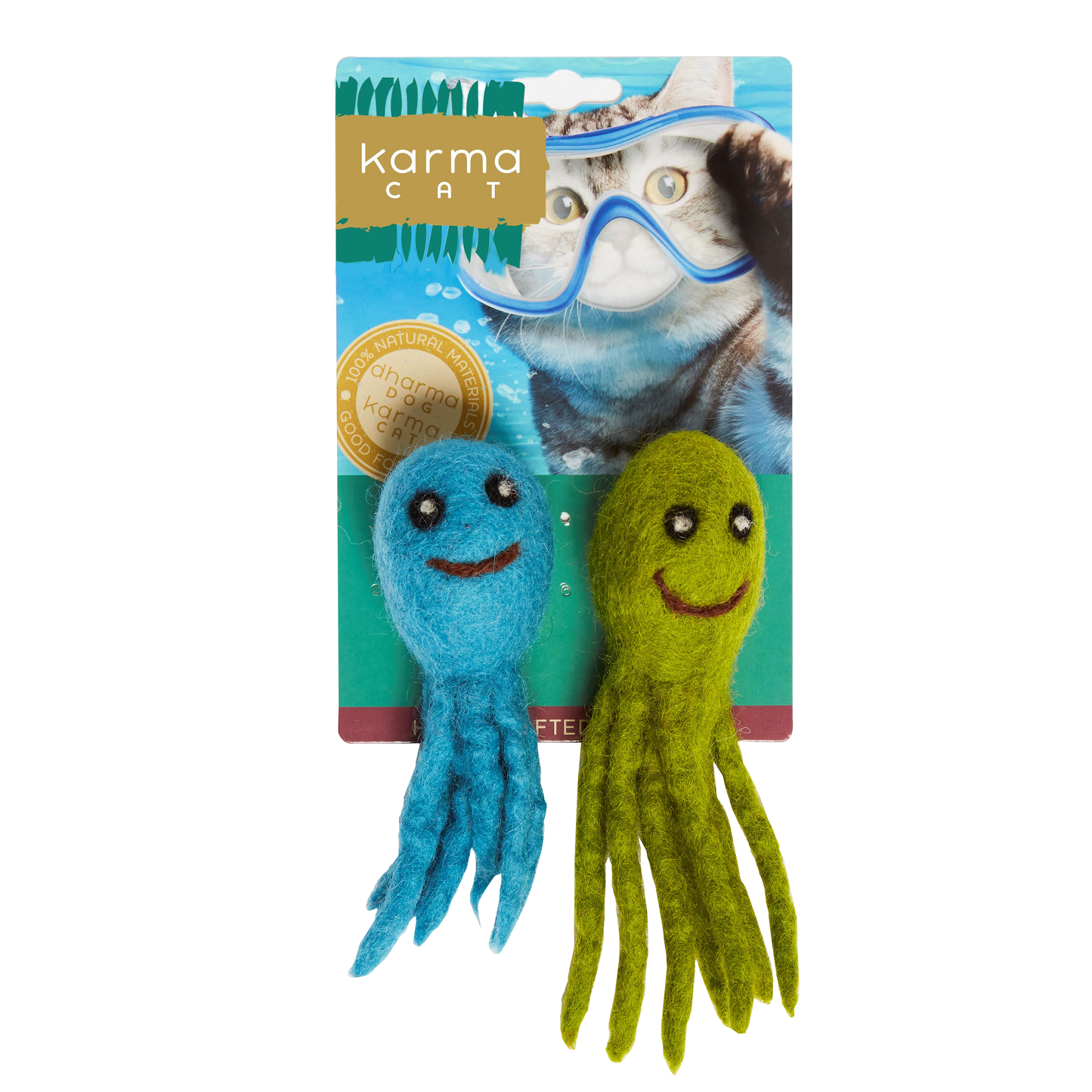 2 Pack of 3" Wool Felt Octopus Multi Colour