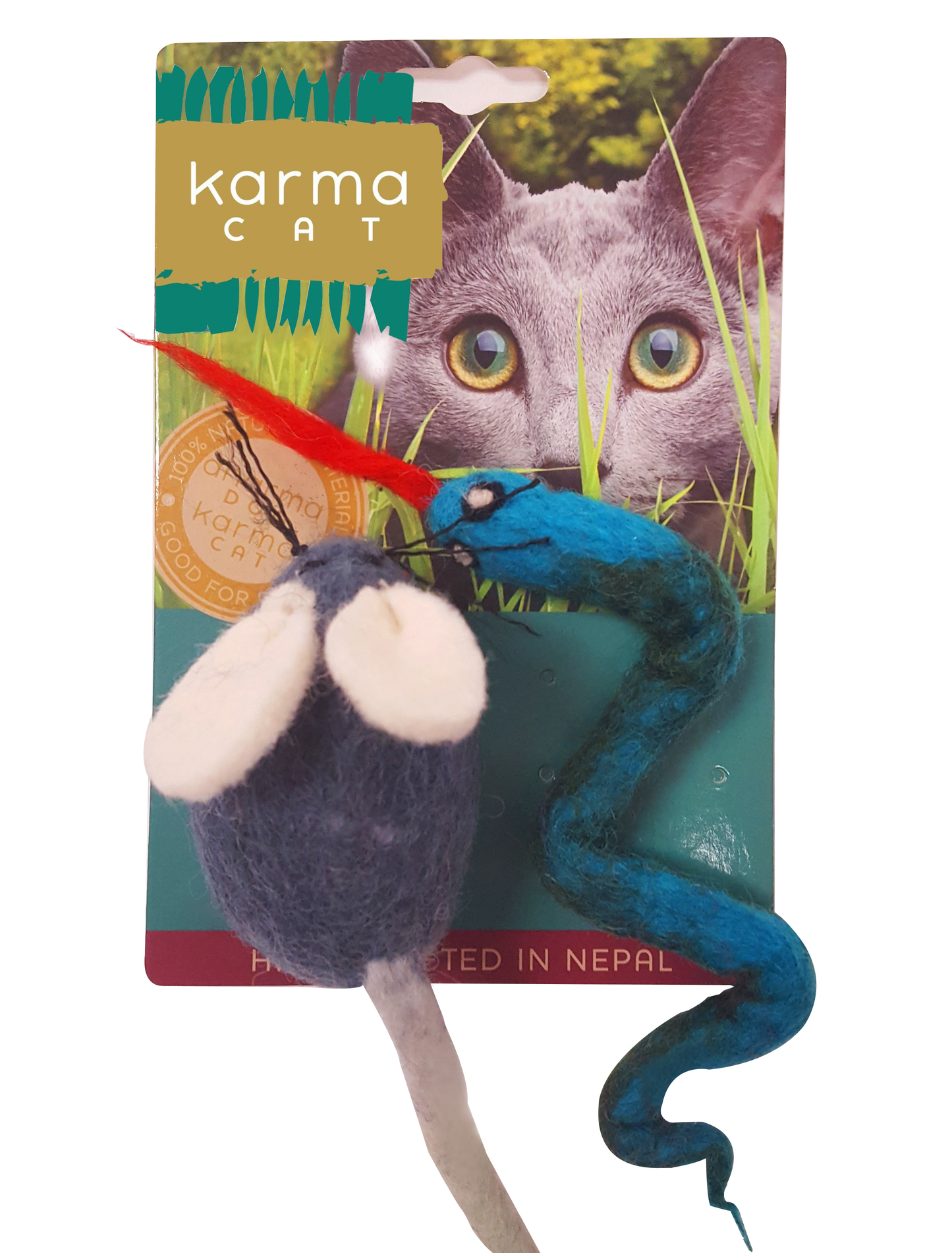 2 Pack of 3" Wool Felt Snake & Mouse
