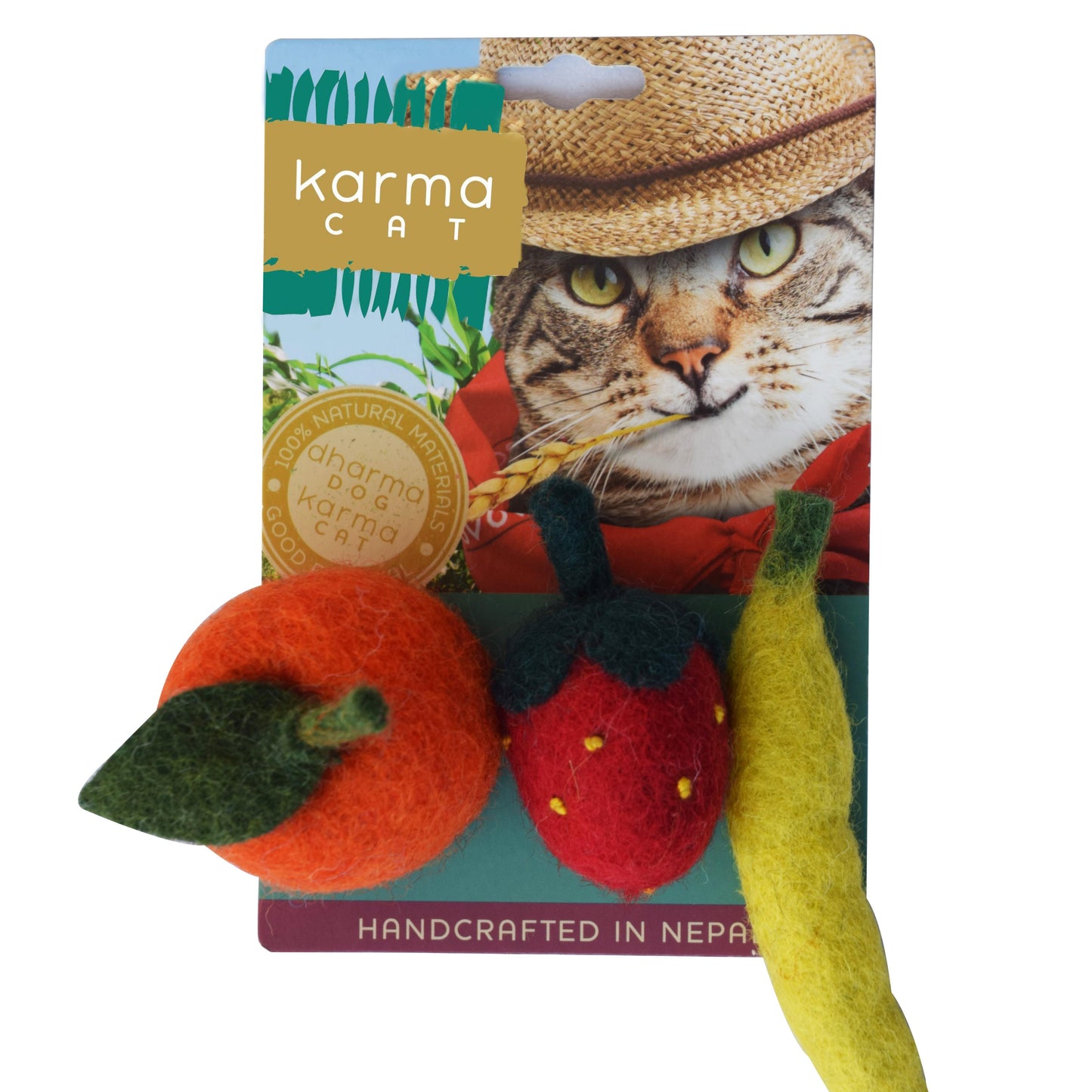 3 Pack Wool Felt Fruit - Strawberry, Banana & Orange