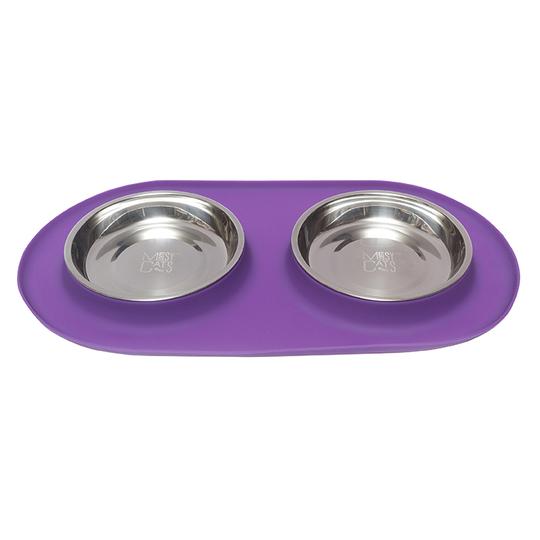 Double Silicone Cat Feeder with Stainless Steel Bowls, 3 Colours Available