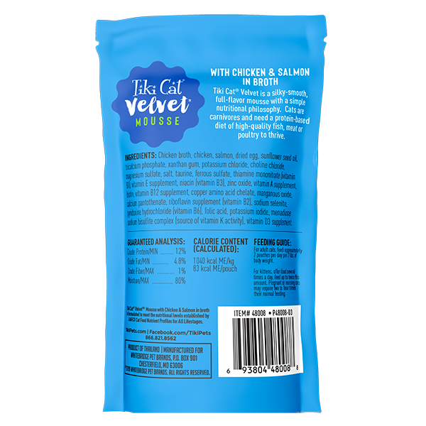Tiki Cat® Velvet Mousse™ Chicken & Salmon in Broth, 2.8oz