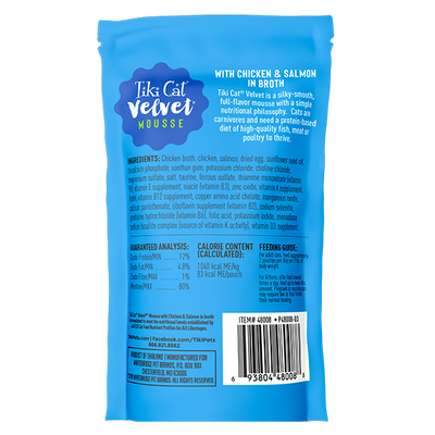 Tiki Cat® Velvet Mousse™ Chicken & Salmon in Broth, 2.8oz
