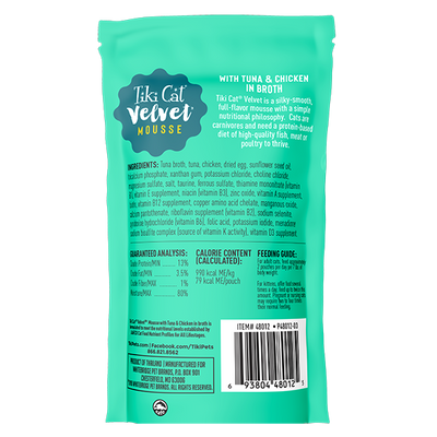 Tiki Cat® Velvet Mousse™ Tuna & Chicken in Broth, 2.8oz