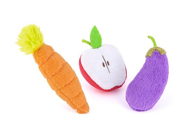 Feline Frenzy Plush - Farm to Tabby, Carrot Apple Eggplant (3 pack)