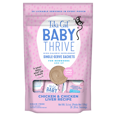 Tiki Cat® Baby Thrive Kitten Chicken & Chicken Liver Recipe Supplement, .28 oz (20 pouches)