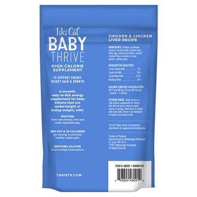 Tiki Cat® Baby Thrive Kitten Chicken & Chicken Liver Recipe Supplement .28 oz (20 pouches)