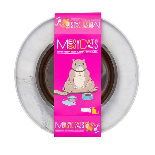 Single Silicone Cat Feeder with Stainless Steel Bowl - Marble