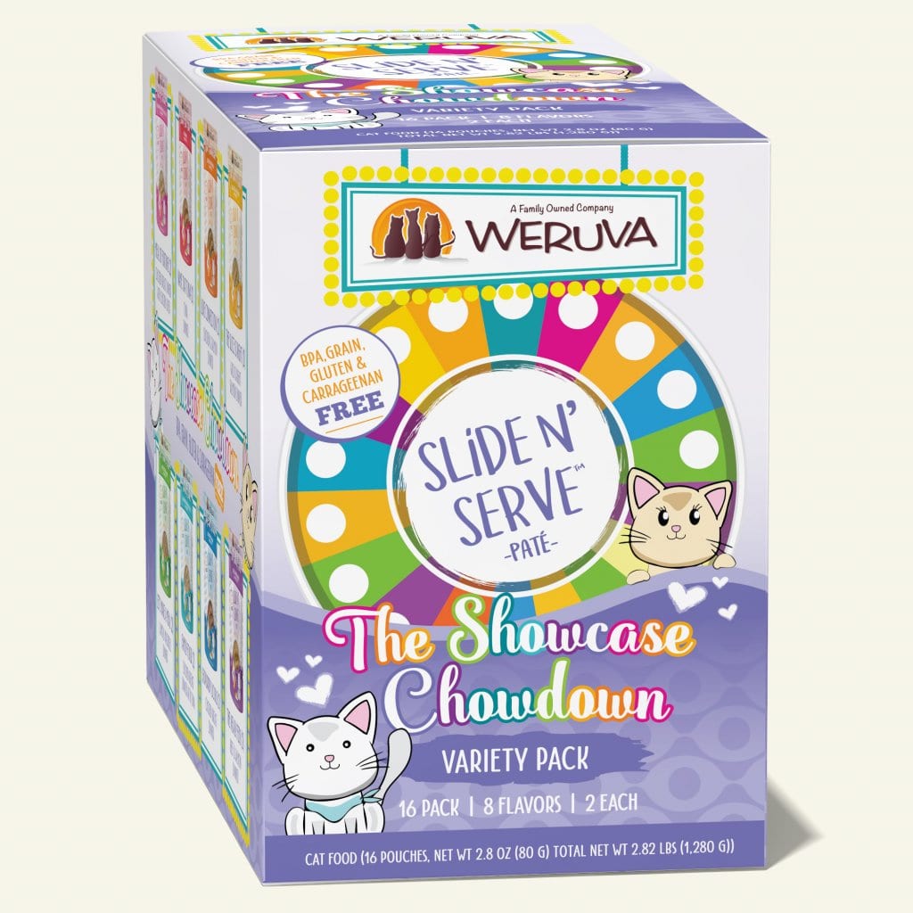 Weruva The Showcase Chowdown - Slide N' Serve Paté Variety Pack, 2.8oz (16 pouches)