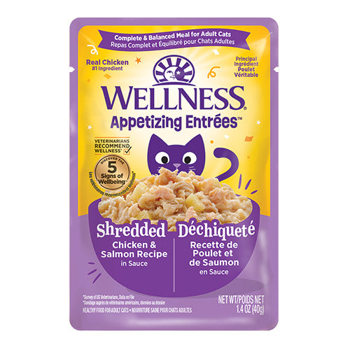 Wellness® Appetizing Entrées™ Shredded Chicken & Salmon Recipe in Sauce Wet Cat Food
