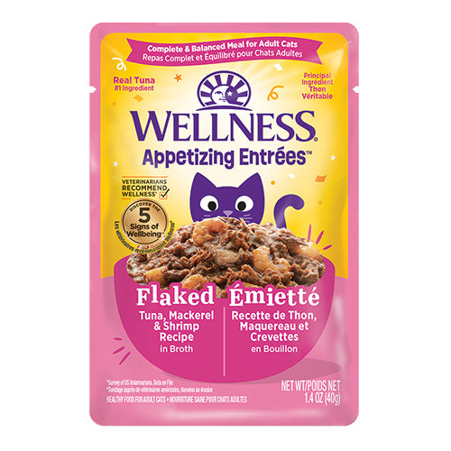 Wellness® Appetizing Entrées™ Flaked Tuna, Mackerel & Shrimp in Broth Wet Cat Food