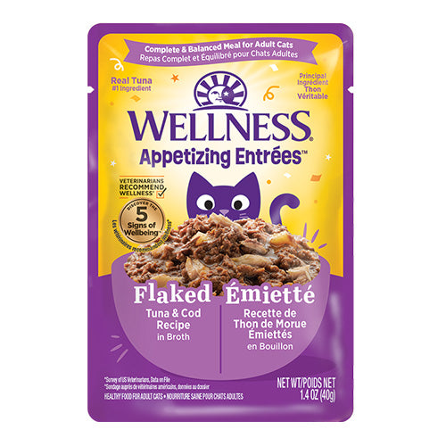 Wellness® Appetizing Entrées™ Flaked Tuna & Cod Recipe in Broth Wet Cat Food