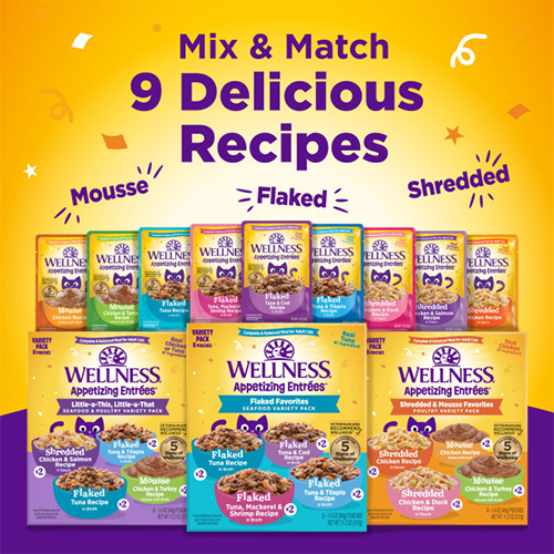 Wellness® Appetizing Entrées™ Little-a-This, Little-a-That, Seafood & Poultry Variety Pack Wet Cat Food