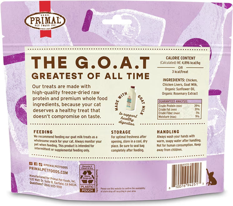 Primal The G.O.A.T Chicken and Goat Milk Cat Treats 2oz
