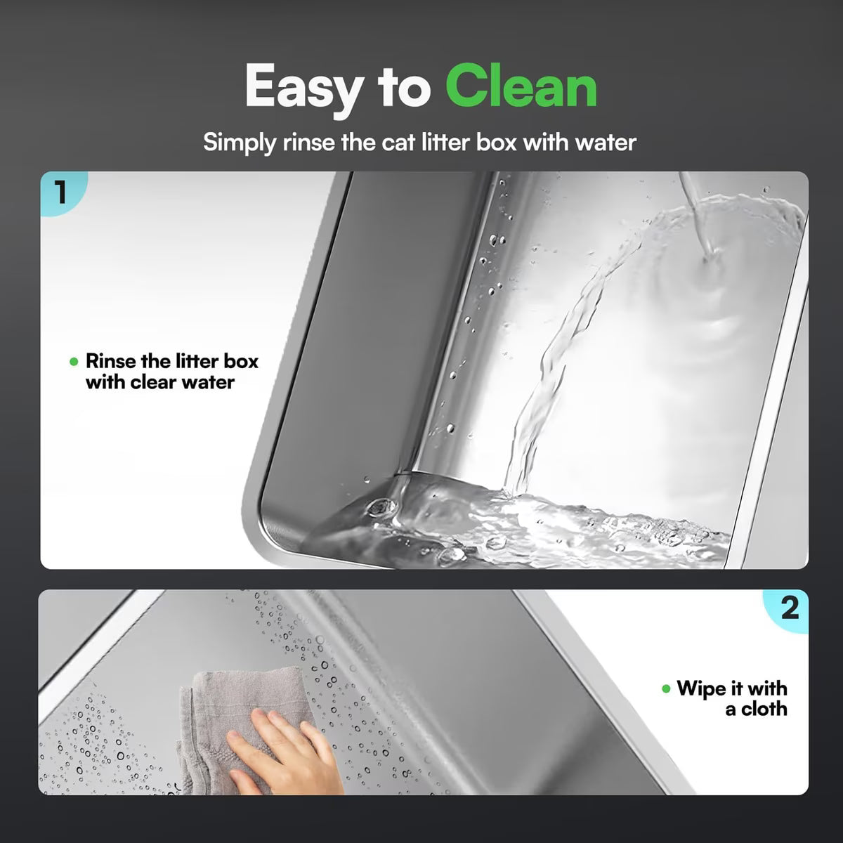 Go Fresh Stainless Steel Litter Pan 52.5 X 40 X 15 cm