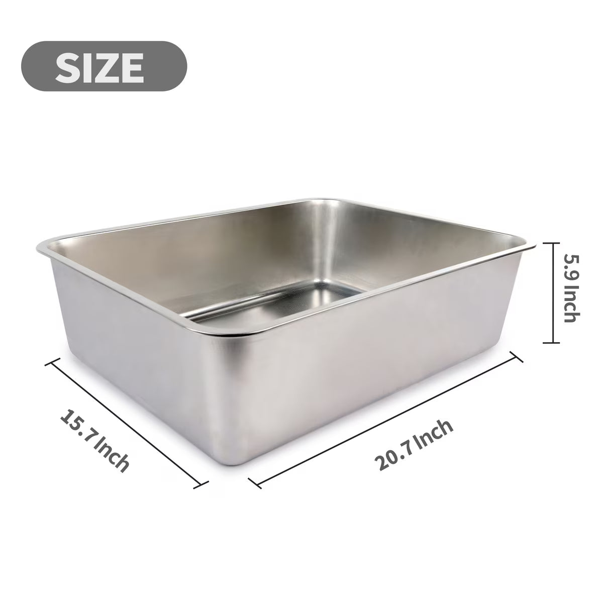 Go Fresh Stainless Steel Litter Pan 52.5 X 40 X 15 cm