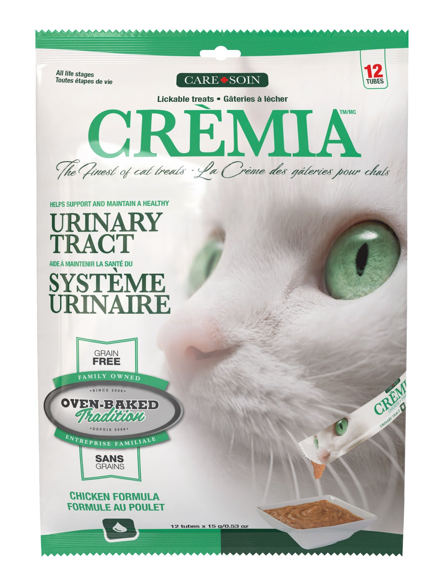 Oven-Baked Tradition Crèmia Lickable Treats Grain-Free Urinary Tract Chicken Cat 8pk of 12 Tubes 15g