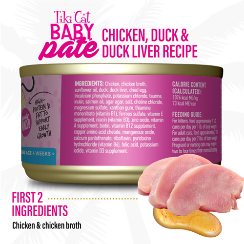Tiki Cat® Baby™ Pate Chicken, Duck & Duck Liver Wet Kitten Food
