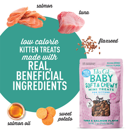 Tiki Cat® Baby™ Soft & Chewy Mini Treats Tuan & Salmon Flavor Kitten Treats