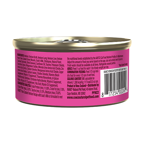 RAWZ® 94% Venison Recipe with Goat's Milk Pâté Wet Cat Food