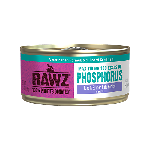 RAWZ® Phosphorus Tuna & Salmon Pâté in Broth Recipe Wet Cat Food 24 x 5.5oz