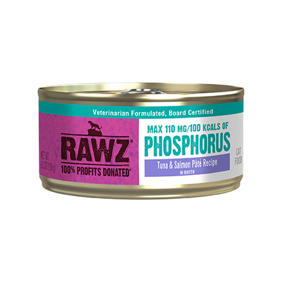 RAWZ® Phosphorus Tuna & Salmon Pâté in Broth Recipe Wet Cat Food 24 x 5.5oz