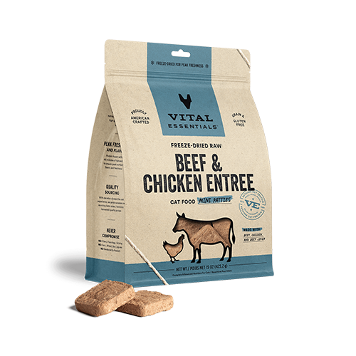 Vital Essentials® Freeze-Dried Raw Beef & Chicken Entree Mini Patties Cat Food 15oz