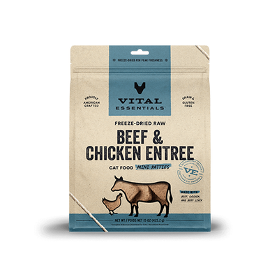 Vital Essentials® Freeze-Dried Raw Beef & Chicken Entree Mini Patties Cat Food 15oz