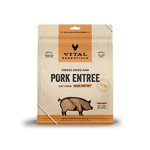 Vital Essentials® Freeze-Dried Raw Pork Entree Mini Patties Cat Food 15oz