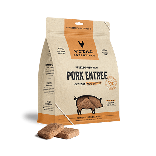 Vital Essentials® Freeze-Dried Raw Pork Entree Mini Patties Cat Food 15oz
