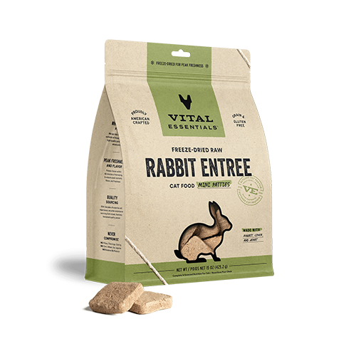Vital Essentials® Freeze-Dried Raw Rabbit Entree Mini Patties Cat Food 15oz