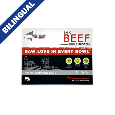 Iron Will Raw® Basic Beef Frozen Raw Pet Food for Dogs & Cats 6lb