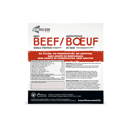 Iron Will Raw® Basic Beef Frozen Raw Pet Food for Dogs & Cats 6lb