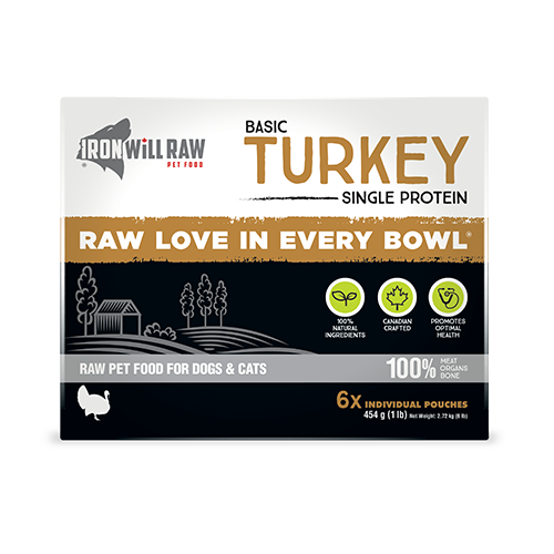 Iron Will Raw® Basic Turkey Frozen Raw Pet Food for Dogs & Cats 6lb