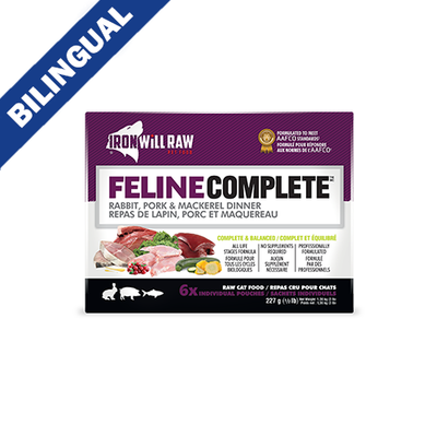 Iron Will Raw® Feline Complete™ Rabbit, Pork & Mackerel Dinner Frozen Cat Food 3lb