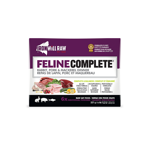 Iron Will Raw® Feline Complete™ Rabbit, Pork & Mackerel Dinner Frozen Cat Food 3lb