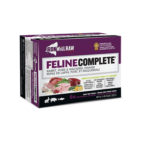 Iron Will Raw® Feline Complete™ Rabbit, Pork & Mackerel Dinner Frozen Cat Food 3lb
