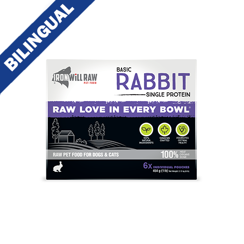 Iron Will Raw® Basic Rabbit Frozen Raw Pet Food for Dogs & Cats 6lb